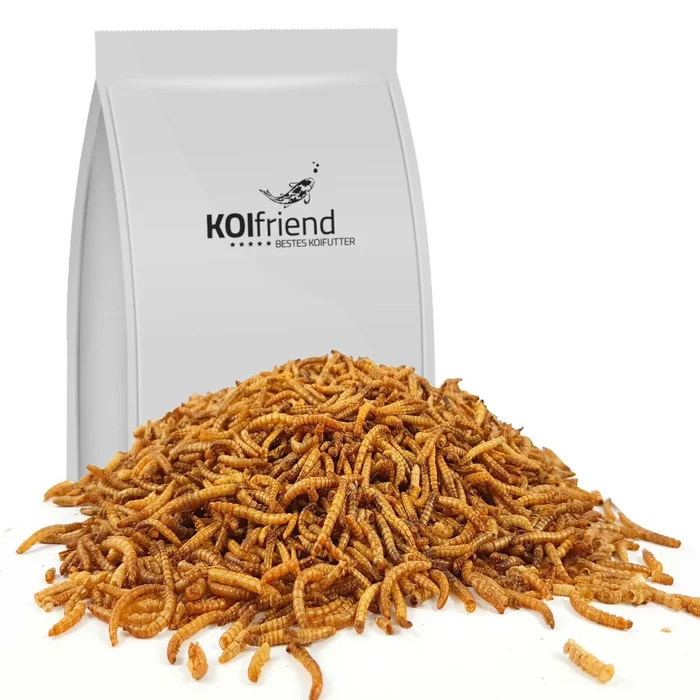 1 – 10 Liter Mehlwürmer getrocknet – Koifutter, Fische, Nager, Vögel, Reptilien, Koi