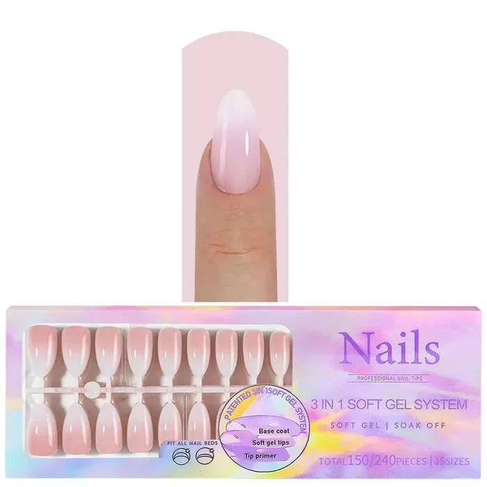 150 Mandel Babyboomer Press-On Tips Light Pink
