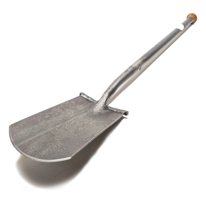 1797 – englischer Gärtnerspaten mit Tritt – Stahlrohr-Knopf-Stiel und Holzknauf