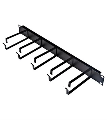 19″ Kabelführungspanel, 1HE, 5 Metall-Ringe 130mm, RAL9005