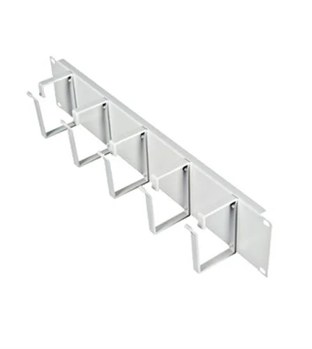 19″ Kabelführungspanel, 2HE, 5 Metall-Ringe 63mm, RAL7035