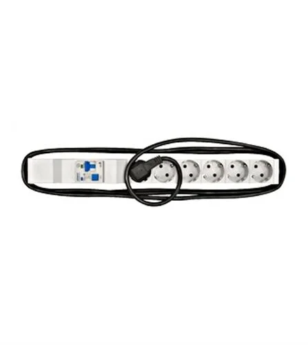 19″ Netzleiste 6x Schuko mit LS-FI BO217516, Profil ALU 1HE