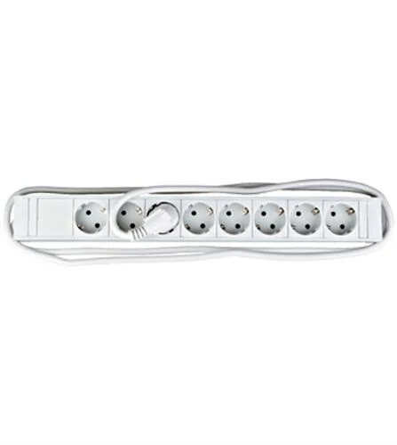 19″ Netzleiste 8xSchuko, Profil PVC 1.25HE