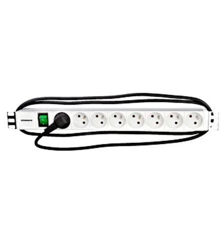 19″ Netzleiste 8xUTE, Schalter, Profil ALU 1HE, 2m-Kabel