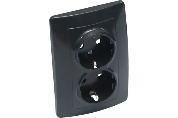 2-fach Steckdose, KS, Kreta (schwarz)