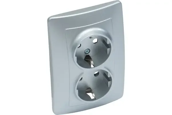 2-fach Steckdose, KS, Kreta (silber)