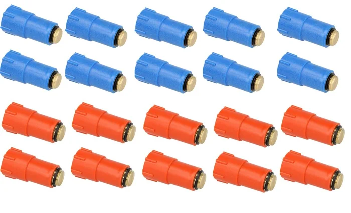 20 Stück Baustopfen mit Messinggewinde 1/2 Zoll Blau Rot Blindstopfen