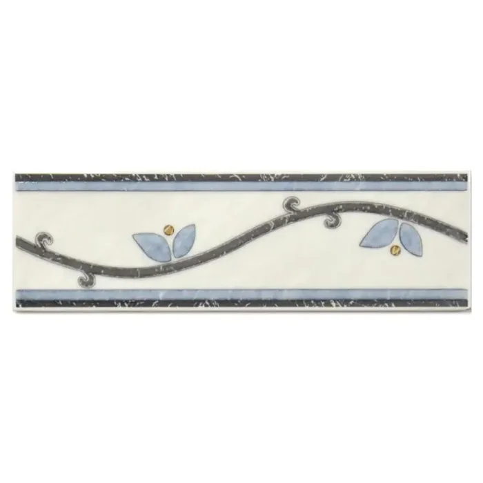 26x Bordüre Villeroy & Boch 1456 D736 Marmaris grau blau weiß 7,5×25 cm II.Sorte