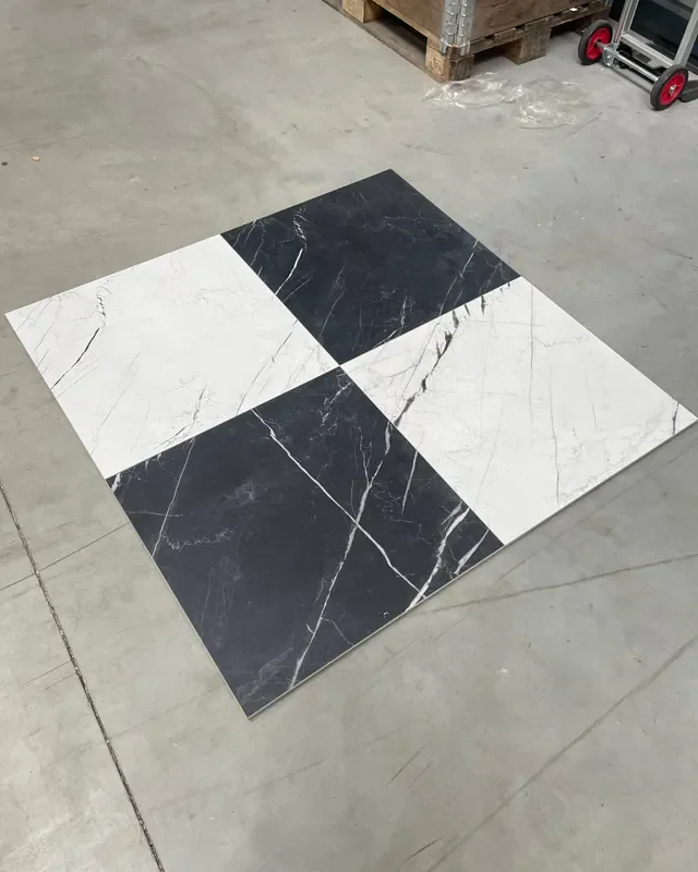 28,80 m² Restposten Schachbrett Fliesen Marquina 60×60 cm