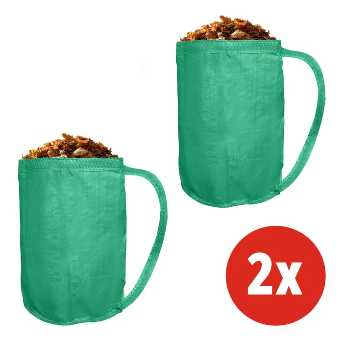 2er Grafner® Gartentasche Laubsack Umhängegurt Tragegurt grün 60×100 cm 280L max. 100kg