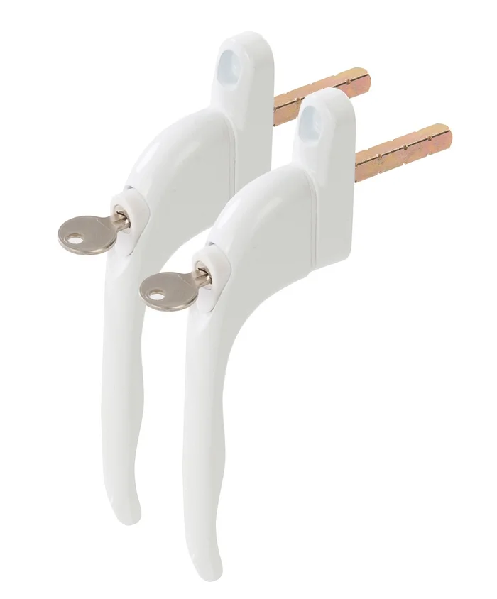 2er Set abschließbarer Fenstergriff weiß aus Aluminium