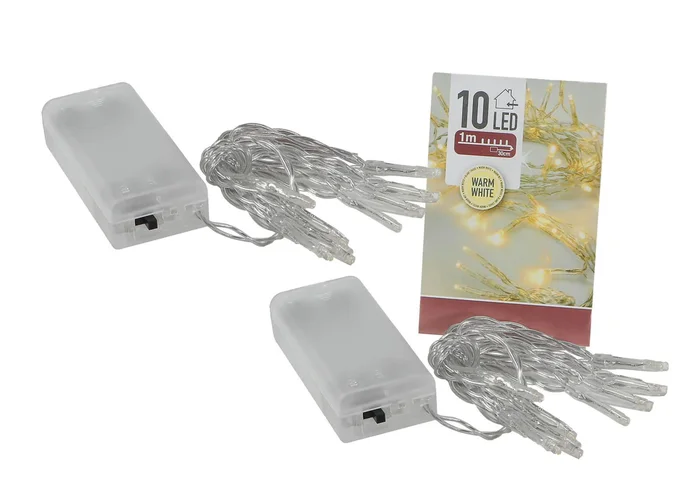 2er Set LED Lichterkette Batteriebetrieb 10 LEDs warmweiß