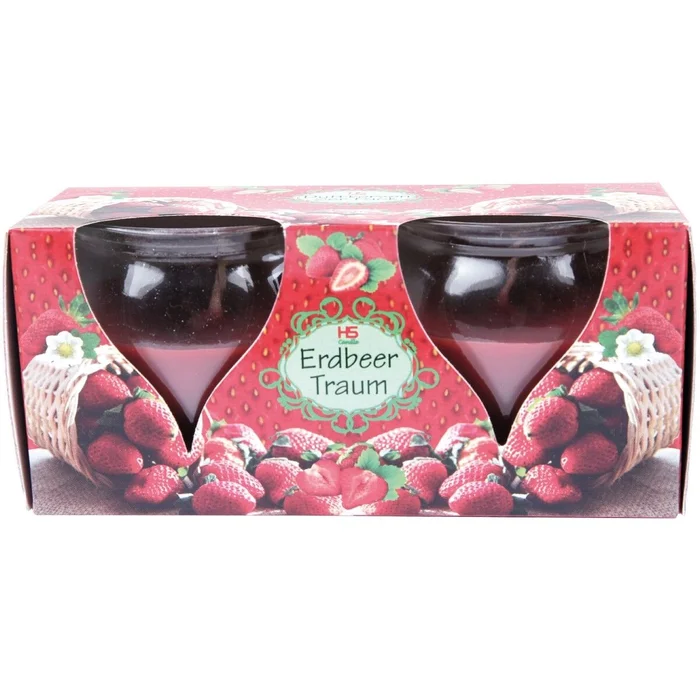 2x Duftkerze Erdbeer-Traum Ø 5,8 cm x 6 cm