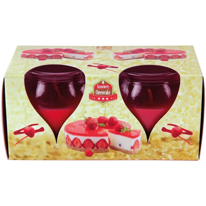 2x Duftkerze Strawberry-Cheesecake Ø 5,8 cm x 6 cm