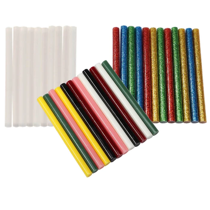 34 Heißklebestifte Klebestifte 7,2mm x 100mm Klebesticks bunt glitzer transparent