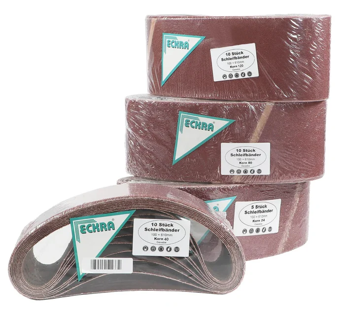 35 Schleifbänder 100×610 mm Mix – Korn: 24 40 80 120