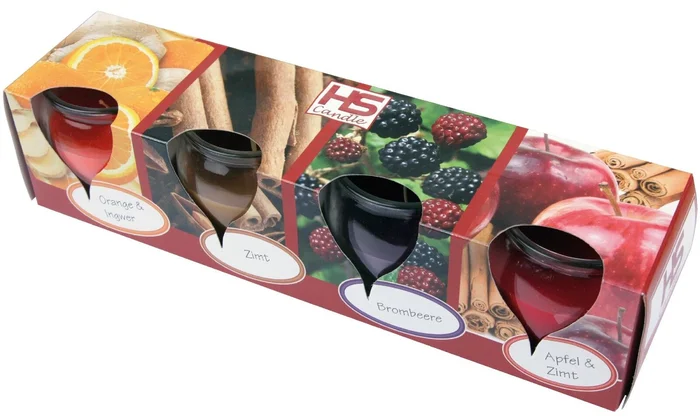 4x Duftkerze Winter-Spices Ø 5,8 cm x 6 cm