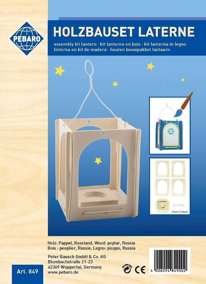 5 tlg. Holzbauset Laterne zum Selbstgestalten