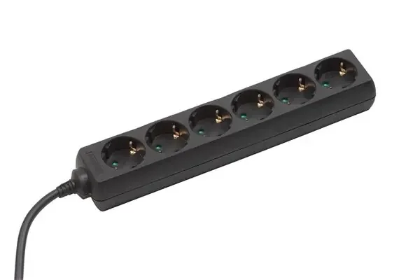 6-fach Steckdosenleiste, 1,4 m (schwarz)