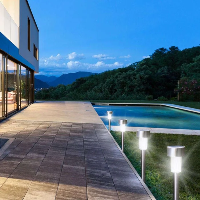 6er Set Grafner® LED Solarlampe mit Erdspieß 36cm Solarleuchte aus Edelstahl Solarstrahler