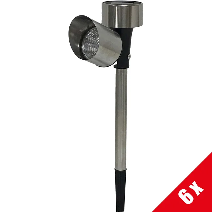 6er Set Grafner® Solar LED Pflanzenstrahler aus Edelstahl Solarstrahler mit Erdspieß 37cm