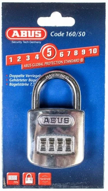 Abus Zahlen-Vorhängeschloss 160/50 mit 4 stelligem einstellbarem Code