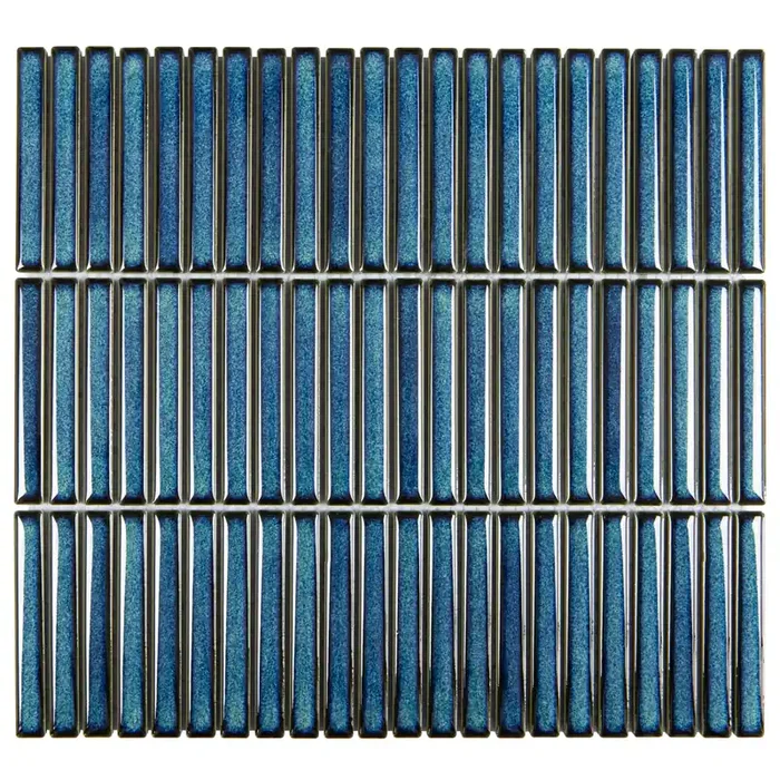 ABVERKAUF Mosaikfliesen Stäbchen 3-reihig Kit Kat Retro türkis glänzend 28,2×30,8 cm netzverklebt