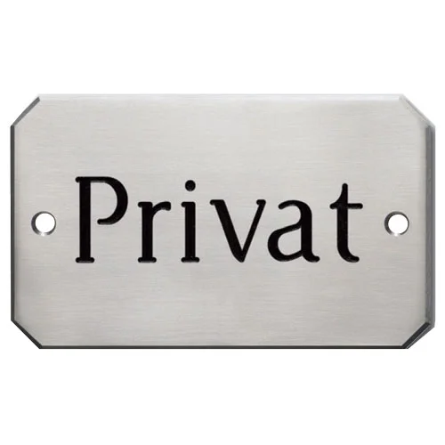 achteckiges Messingschild, satiniert und vernickelt, 160 x 90 x 2 mm