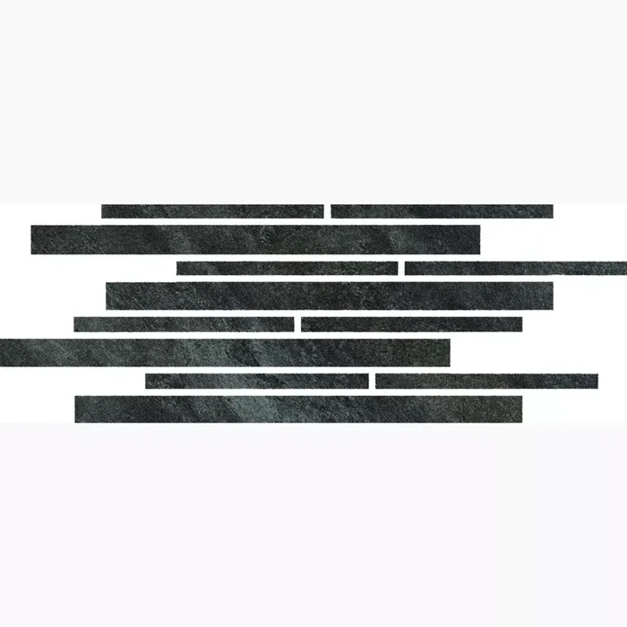 Alfalux Stone Quartz Nero Naturale Listellato 7277641 30x60cm 9mm