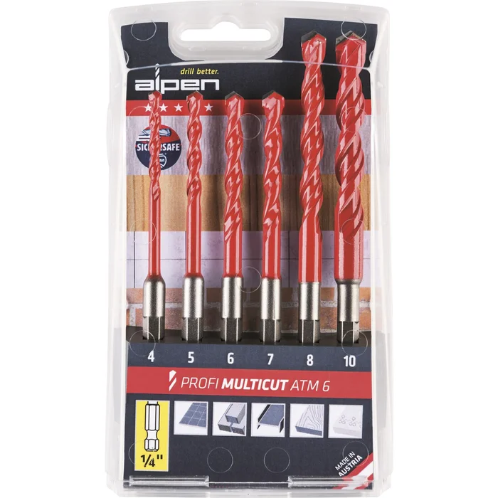 Alpen HM-Universalbohrer Satz Profi-Multicut 1/4″Sechskantschaft 4-10 mm 5-tlg