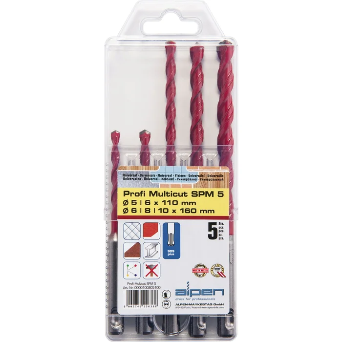 Alpen HM-Universalbohrer-Satz Profi-Multicut SDS-Plus 5-10 mm 5-teilig