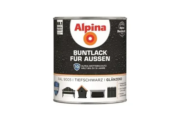 Alpina Buntlack für Außen, glänzend, 750 ml (tiefschwarz)