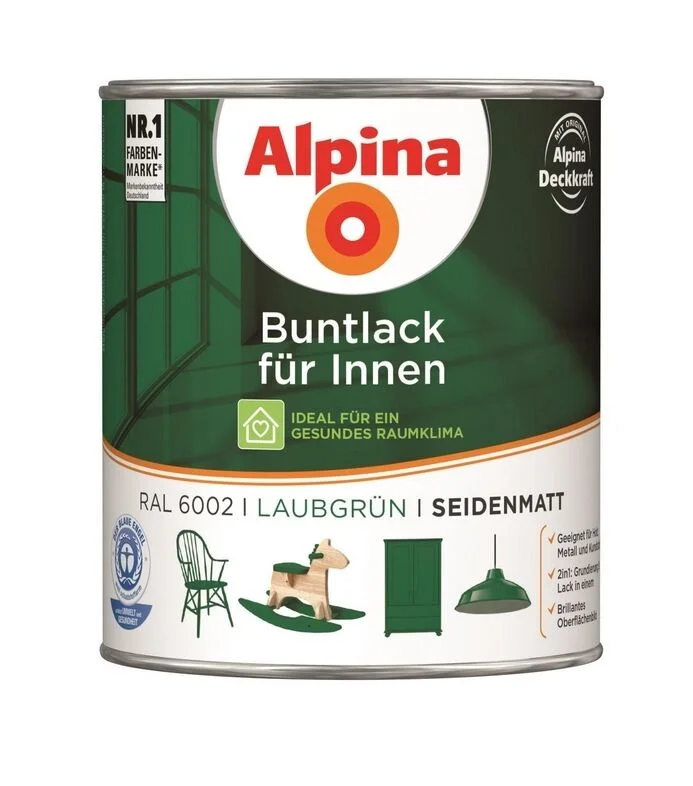 Alpina Buntlack für Innen, seidenmatt, 750 ml (laubgrün)