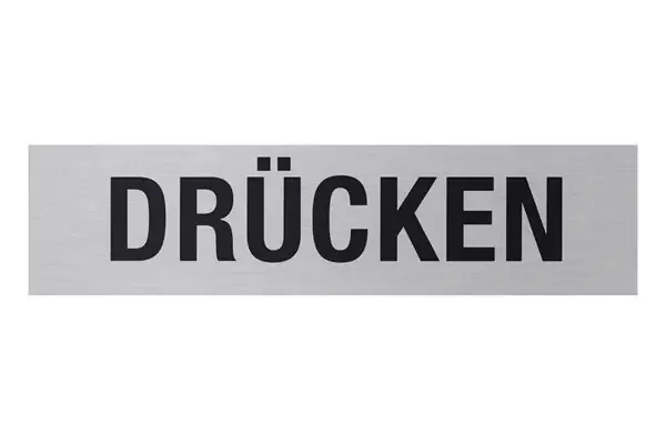 Aluminium Schild „Drücken“, 160 x 40 mm
