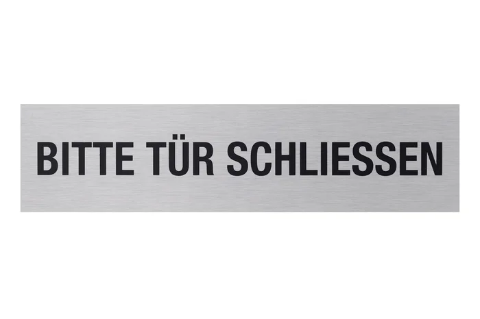 Aluminium Schild „Tür schließen“, 160 x 40 mm