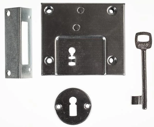 AMF Universal Kastenriegelschloss 49 BB komplett mit Rosette und Schließblech