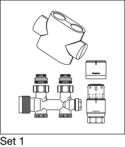 Anschlussarmaturenset komplett, weiß, Durchgang
