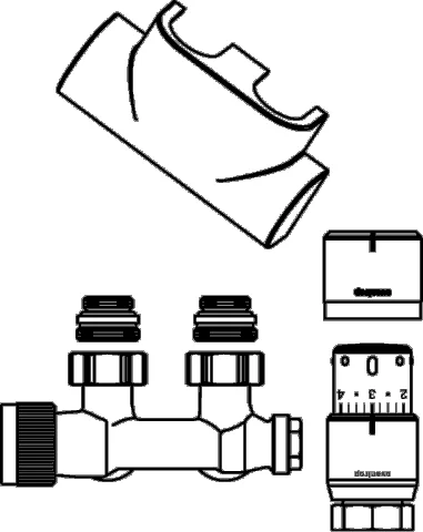 Anschlussarmaturenset komplett, weiß, Eck