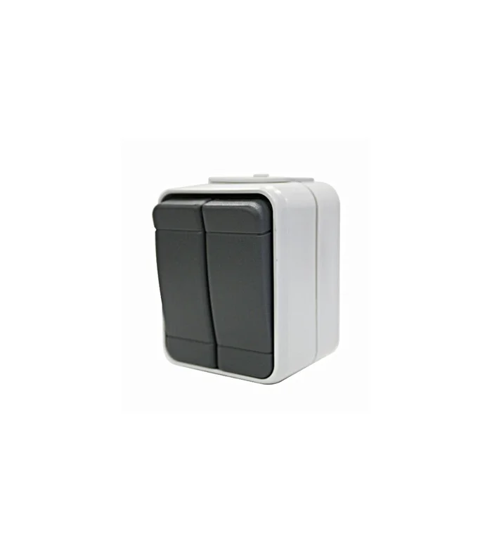 AP IP44 Doppeltaster, 2 Schließer, Steckklemme, basaltgrau