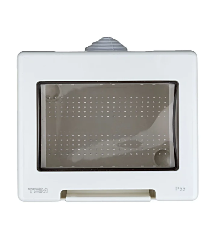 AP-Klappgehäuse, IP55, 3M, transparenter Deckel, 3M, weiß