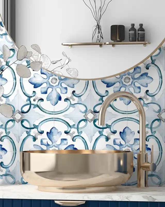 Aquarell Jules Gele 14,7×14,7 cm, R10/B Jugendstil Fliesen