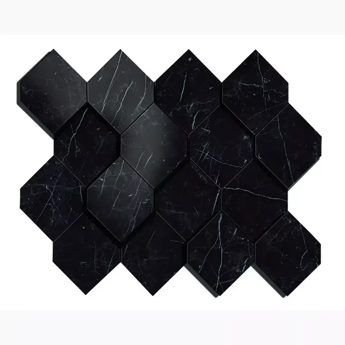 Atlas Concorde Marvel Stone Nero Marquina Lappato Mosaik Hexagon 3D AS4B 28,2×35,3cm rektifiziert