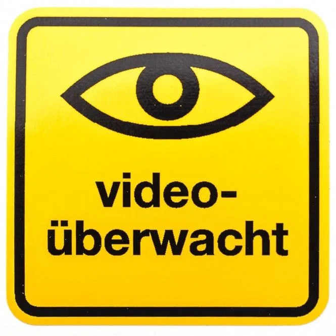 Aufkleber 50 m hoch, 50 mm breit Viedoüberwacht + Symbol Auge