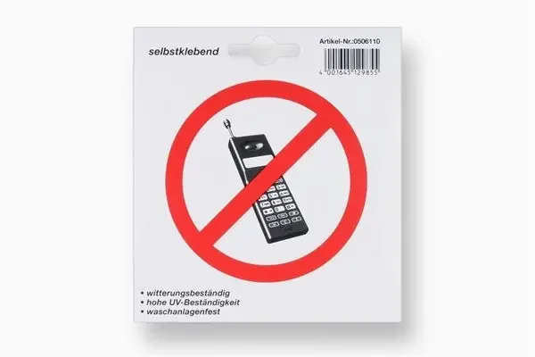 Aufkleber „Handy verboten“, 110 x 110 mm