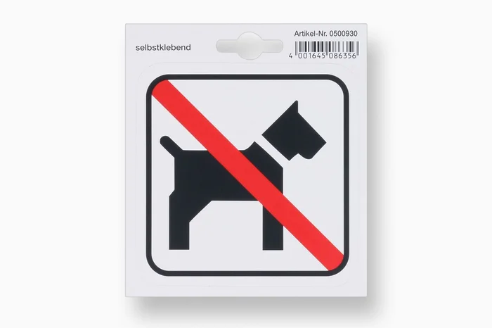 Aufkleber „Hunde verboten“, 110 x 110 mm