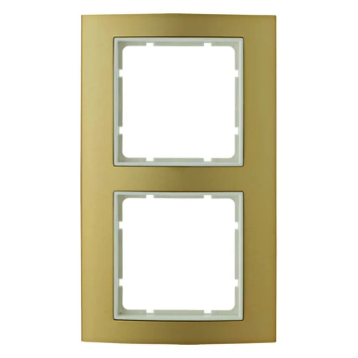 B.3 Rahmen 2fach Alu gold für Zentralstücke polarweiß matt