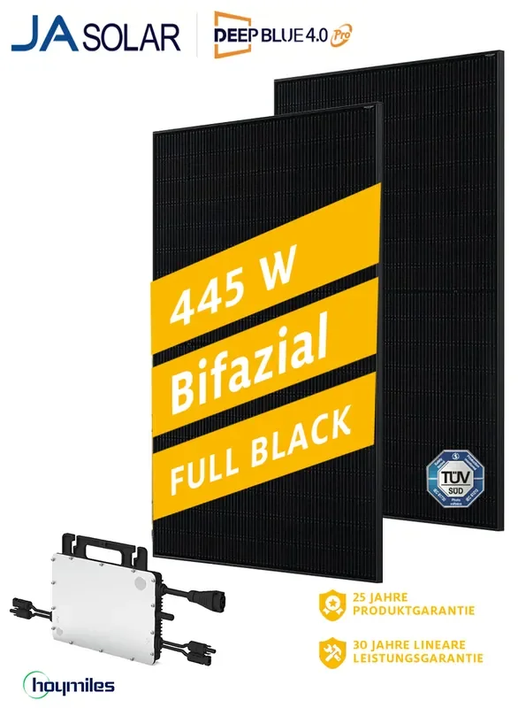 Balkonkraftwerk 2 Module Full Black BIFAZIAL 445 Watt – insg. 890 Watt