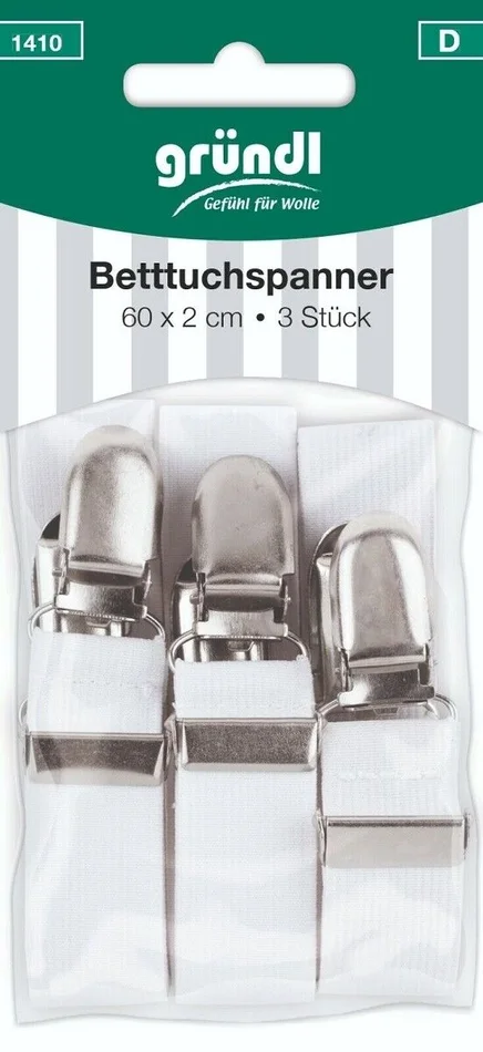 Betttuchspanner, 3 Stück (weiß)