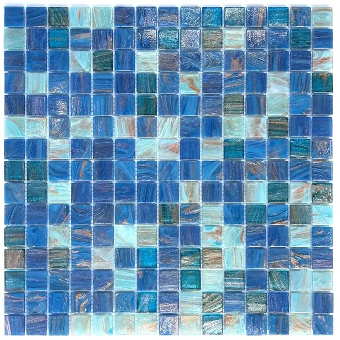 Bisazza Mosaikfliesen „Acquario“ blau gold schimmernd 32,2×32,2 cm netzverklebt