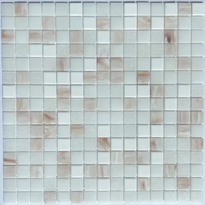 Bisazza Mosaikfliesen „Seattle“ weiß rosa glänzend 32,2×32,2 cm netzverklebt